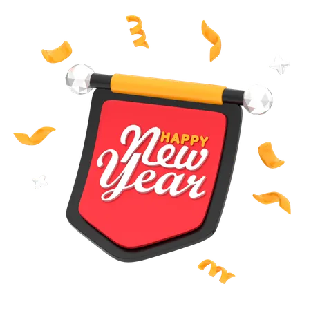 New Year Banner  3D Icon