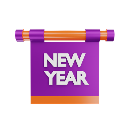 New Year Banner  3D Icon