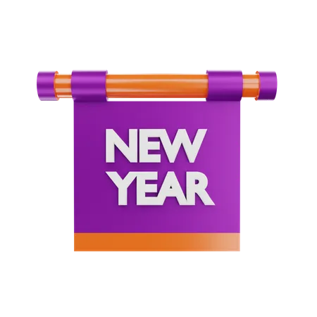 New Year Banner  3D Icon