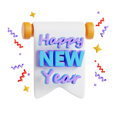 New Year Banner  3D Icon