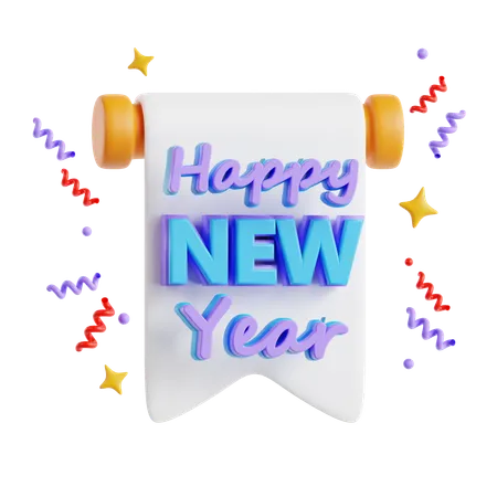 New Year Banner  3D Icon