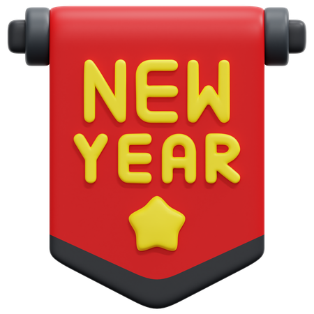 New year Banner  3D Icon