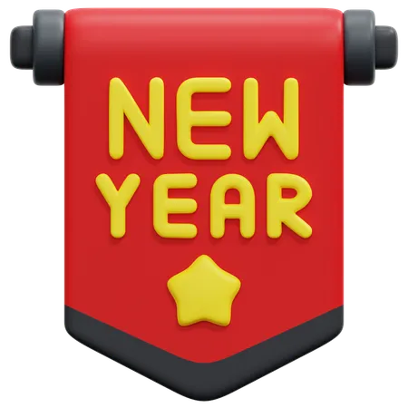New year Banner  3D Icon