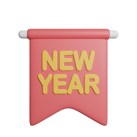 New Year Banner  3D Icon