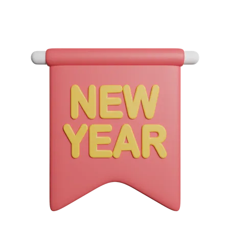 New Year Banner  3D Icon