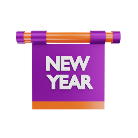 New Year Banner 3D Icon