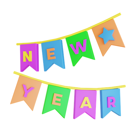 New Year Bunting  3D Icon