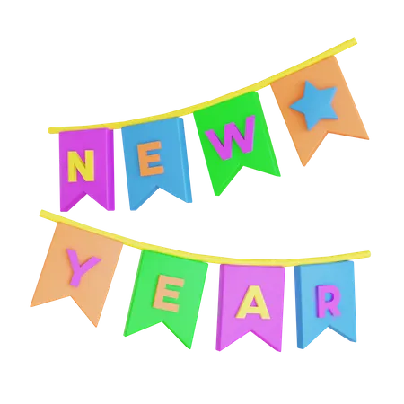 New Year Bunting  3D Icon