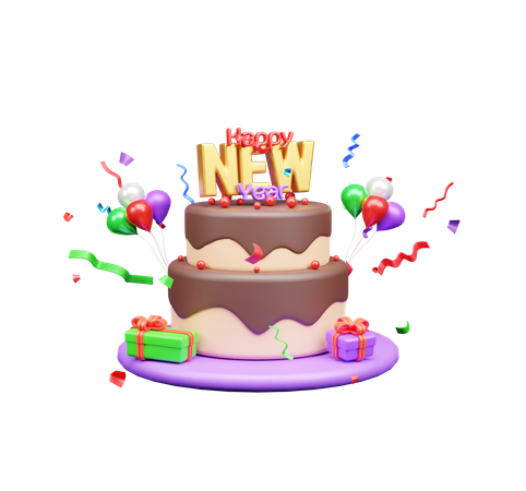 New Year Cake  3D Icon