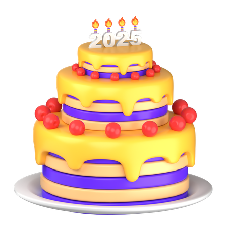 New Year Cake 2025  3D Icon