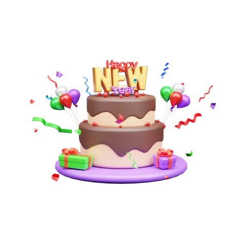 New Year Cake  3D Icon