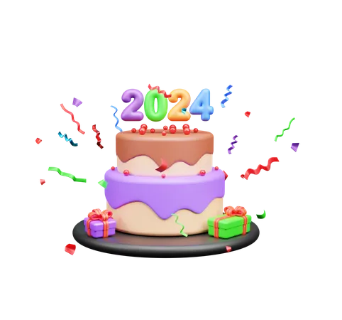 New Year Cake  3D Icon