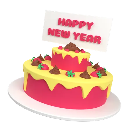 New Year Cake 3D Illustration