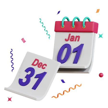 New Year Calendar Change  3D Icon