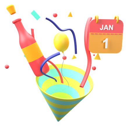 New Year Celebration  3D Icon