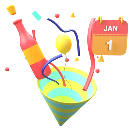 New Year Celebration  3D Icon