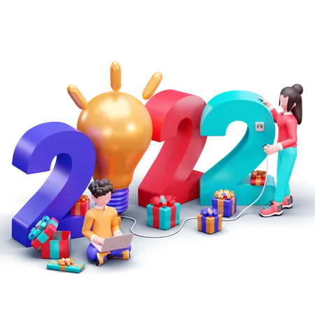 New Year Celebration  3D Illustration