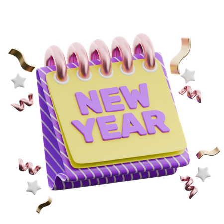 New Year Celebration Calendar  3D Icon