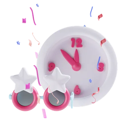 Happy New Year With Confetti 3D Icon