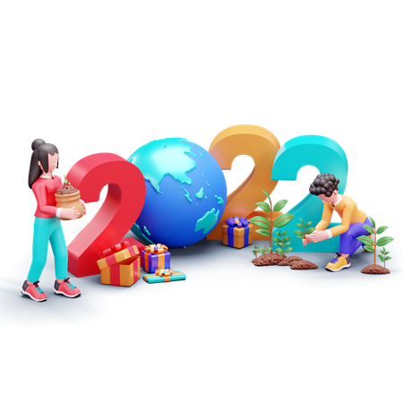 New Year Decoration  3D Illustration