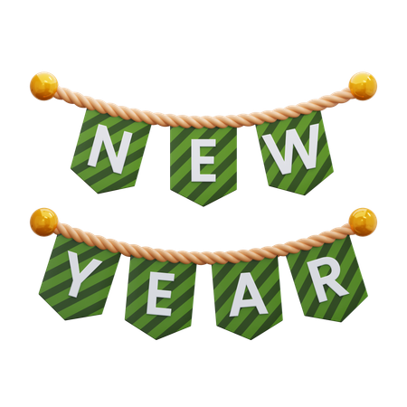 New Year Decorative Flag  3D Icon