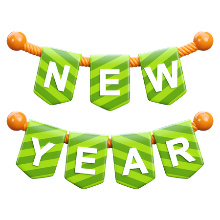 New Year Decorative Flag  3D Icon