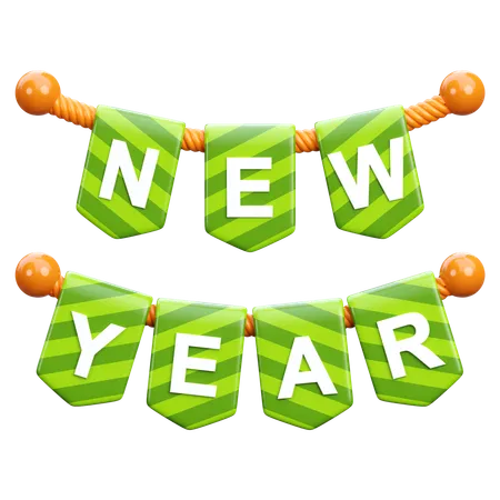 New Year Decorative Flag  3D Icon