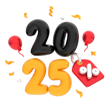 New Year Discount  3D Icon