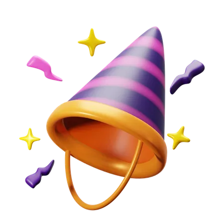 New Year Party Cone Hat With Confetti 3 D Icon Illustration Render Design 3D Icon