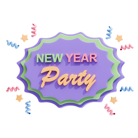 New Year Party Badge  3D Icon