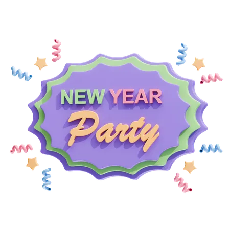 New Year Party Badge  3D Icon