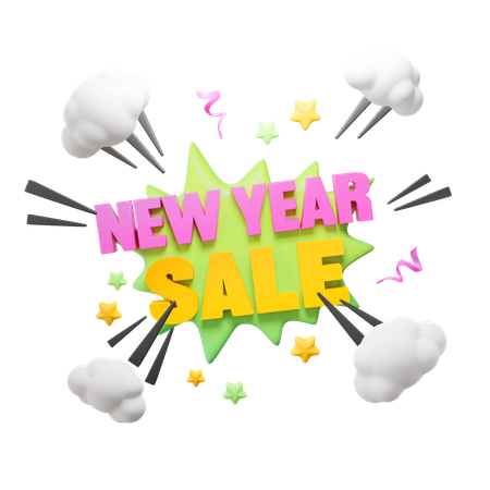 New Year Sale Boom Sign  3D Icon