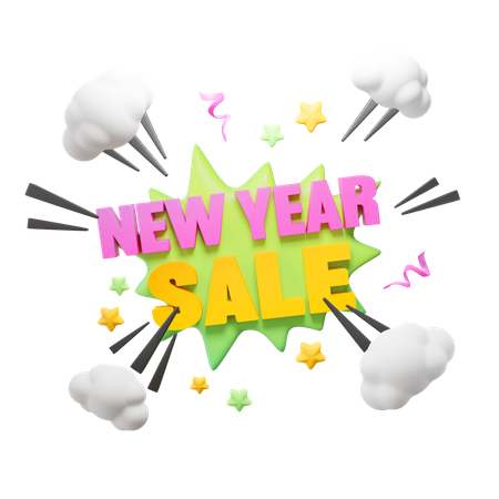 New Year Sale Boom Sign  3D Icon