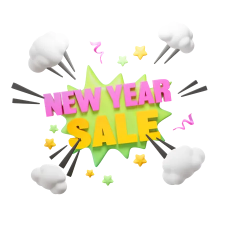New Year Sale Boom Sign  3D Icon