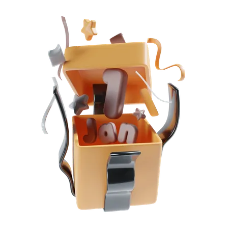 Gift Box New Year Orange 3D Icon