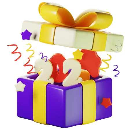 3 D Gift Box 2024 With Ribbon 3 D New Year Icon 3D Icon