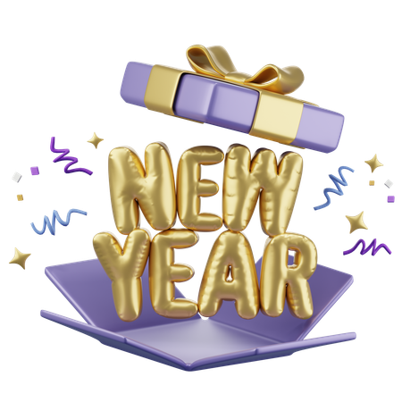 New year with cebration box 3D Icon  3D Icon