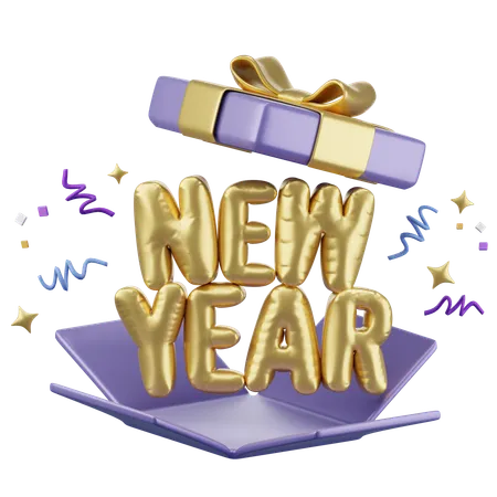 New year with cebration box 3D Icon  3D Icon