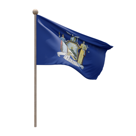New York Flag Pole 3D Illustration