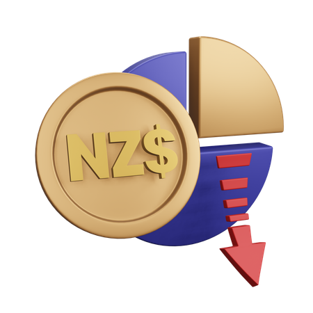 New Zealand Dollar Decrease Monet Chart  3D Icon