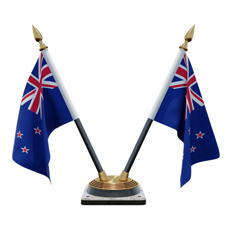 New Zealand Double Desk Flag Stand  3D Flag