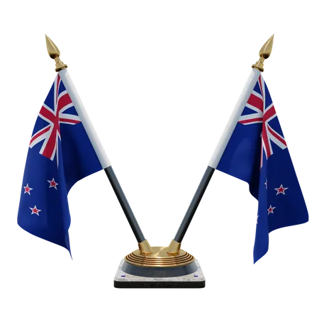 New Zealand Double (V) Desk Flag Stand  3D Icon