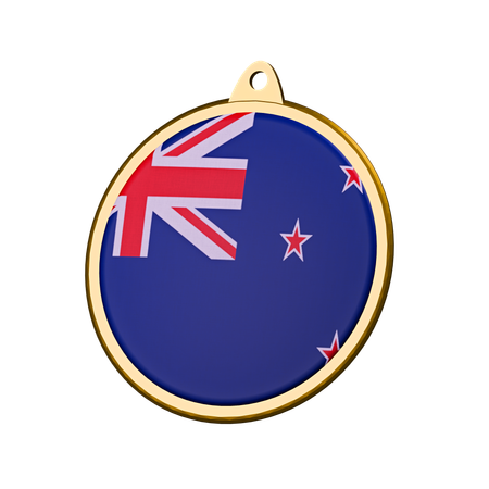 New Zealand Flag Medal Badge  3D Icon