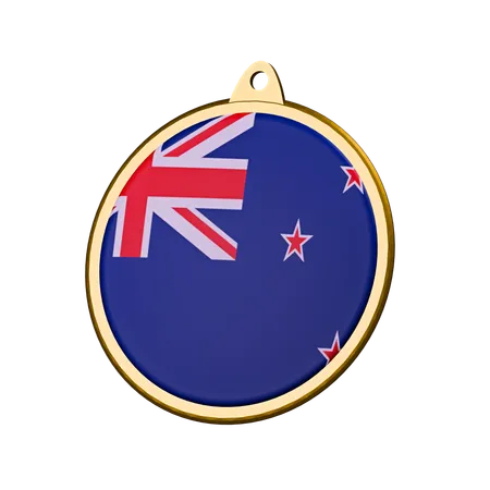 New Zealand Flag Medal Badge  3D Icon