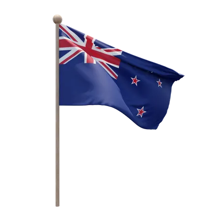 New Zealand Flag Pole 3D Illustration