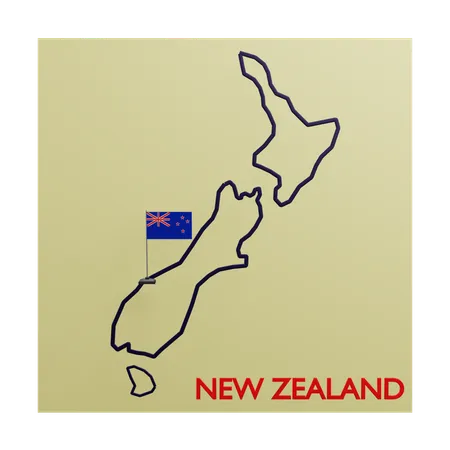 New Zealand Map  3D Icon