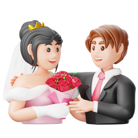 Newly Wedded Couple  3D Icon