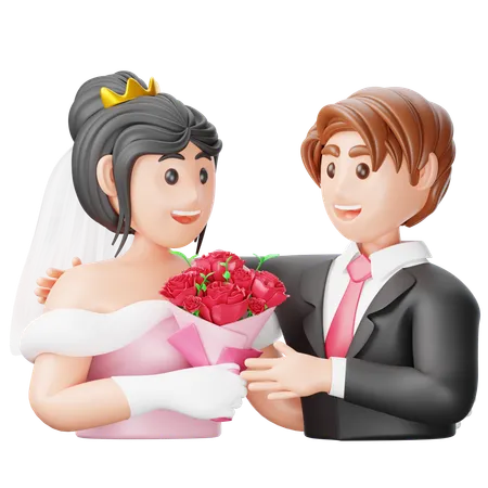 Newly Wedded Couple  3D Icon