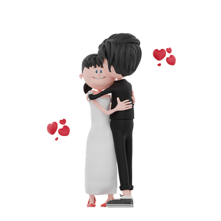 Newly wedded couple  3D Illustration