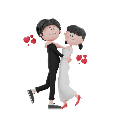 Newly wedded couple are very happy  3D Illustration